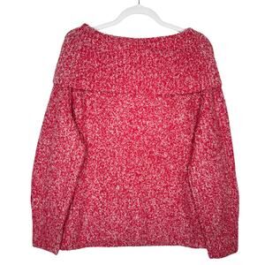 Madewell Off Shoulder Oversized Chunky Ribbed Knit Sweater Size XL Red Holiday